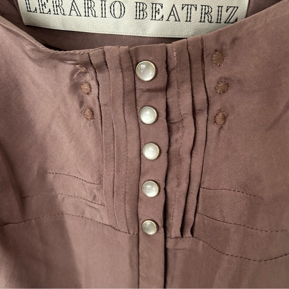 Lerario Beatriz 100% silk taupe romper 10 - Picture 5 of 12